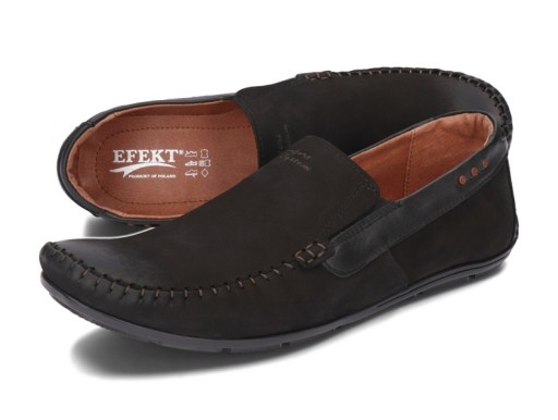 Mokasyny Męskie Skórzane Eleganckie Buty Skóra Naturalna 381 Czarne 41