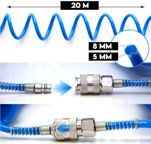 ШЛАНГ СПИРАЛЬНЫЙ ПНЕВМАТИЧЕСКИЙ ШЛАНГ 20 М ДЛЯ КОМПРЕССОРА, НЕ РАЗБИВАЕМЫЙ, ПРОЧНЫЙ