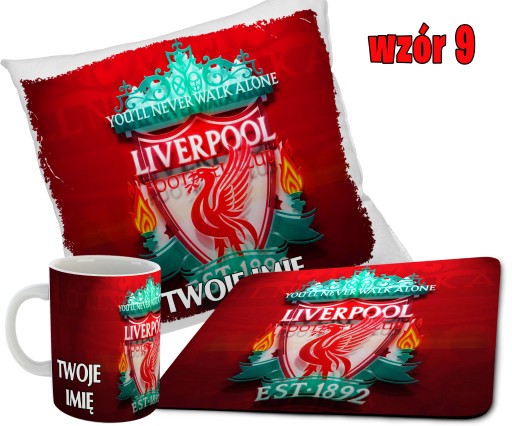 Zestaw LIVERPOOL KUBEK + PODUSZKA + PODKŁADKA POD MYSZ + IMIĘ RÓŻNE WZORY