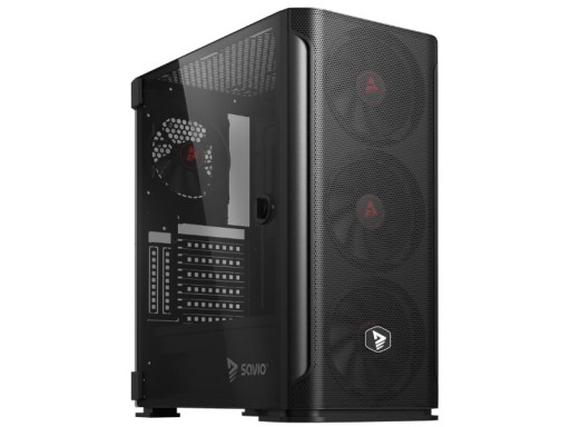 Компьютерный корпус Midi Tower ATX SAVIO Shadow X2 со стеклянным сетчатым вентилятором 4x120 мм