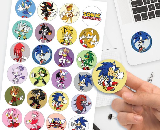 MARKOWE NAKLEJKI SONIC SUPER JAKOŚĆ 24SZT