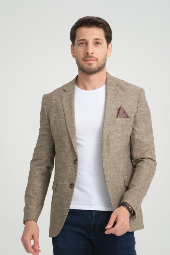 Marynarka męska beżowa melanżowa wizytowa elegancka turecka casual 52