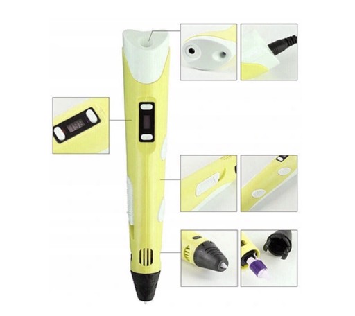 DŁUGOPIS 3D DLA DZIECI DRUKARKA 3D PEN MAGICZNY ŻÓŁTY + WKŁADY 9M