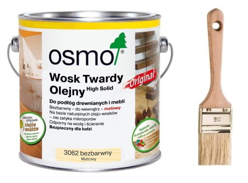 OSMO 3062 Масло с твердым воском МАТОВОЕ 2,5 л + кисть