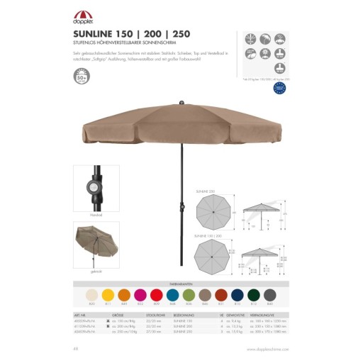 Parasol ogrodowy SUNLINE NEO BALKON ŁAMANY 150 cm