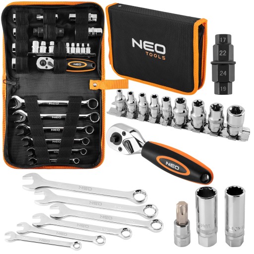 НАБОР ИНСТРУМЕНТОВ ДЛЯ МОТОЦИКЛА NEO ОТКРЫТЫЕ КЛЮЧИ ГОЛОВКИ 25 ЭЛЕМЕНТОВ. СЛУЧАЙ 10-500