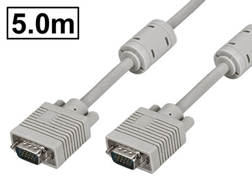 Кабель VGA-VGA D-SUB HD15P DDC WQHD FullHD 2K/60 Гц, серый, 5 м