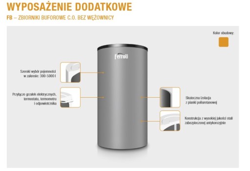 Kocioł, piec Ferroli stalowy zgazowujący drewno CGF PRO 22 kW