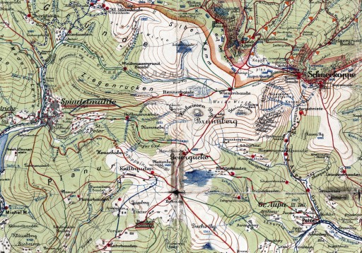 Старая туристическая карта гор Крконоше 1940 г. - 70х50 - Винклер