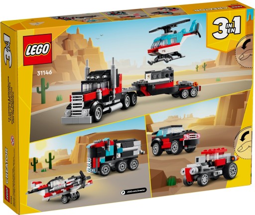 LEGO CREATOR BLOCKS 31146 — ГРУЗОВИК ДЛЯ ПРАВОВЫХ ГРУЗОВИКОВ С ВЕРТОЛЕТОМ 3в1 + СУМКА