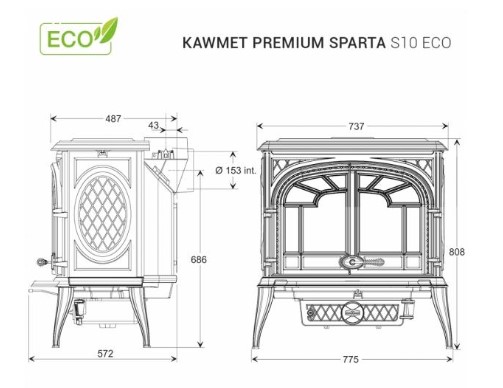 Отдельностоящая печь KAWMET Premium SPARTA S10 ECO