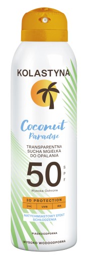 KOLASTYNA COCONUT СУХОЙ СОЛНЕЧНЫЙ ТУМАН ДЛЯ ЗАГАРА 100% ПРОЗРАЧНЫЙ SPF50 150МЛ