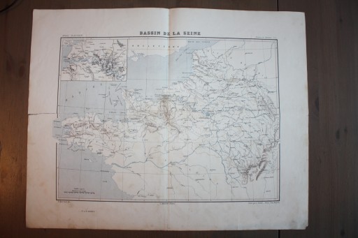 КАРТА ФРАНЦИИ КЛАССИЧЕСКИЙ ФИЗИЧЕСКИЙ АТЛАС около 1860 г.