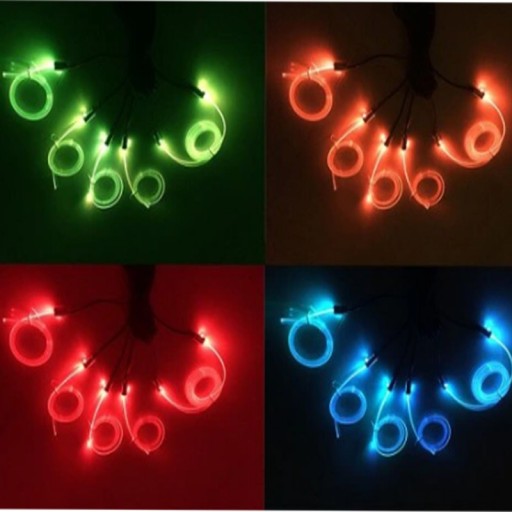 6x EL WIRE FIBER OPTIC LED RGB AMBIENT PILOT 2x8m