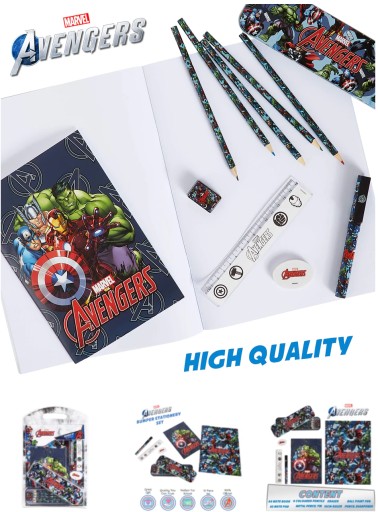 Школьные принадлежности Marvel Avengers, набор мелков, ручка и блокнот.