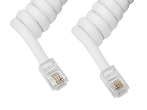 Kabel telefoniczny słuchawkowy spiralny biały 2m