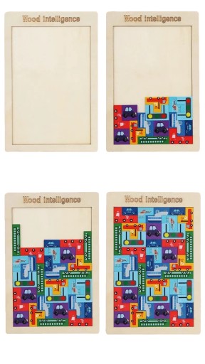 Puzzle Drewniane Geometryczne, Układanka, Łamigłówka Montessori