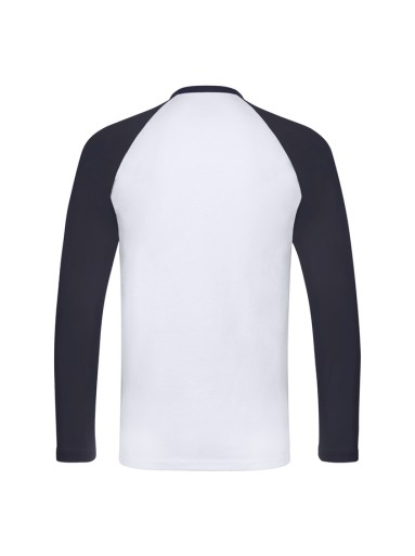 Fruit of the Loom Koszulka z długim rękawem Unisex Baseball BIAŁO Granatowa