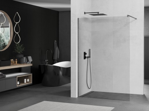MEXEN KIOTO ŚCIANKA PRYSZNICOWA WALK-IN 180 x 200 CM GUN GRAY szkło 8 mm