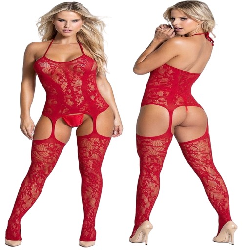 Bodystocking SEKSOWNA BIELIZNA BODY CZERWONE SEXY
