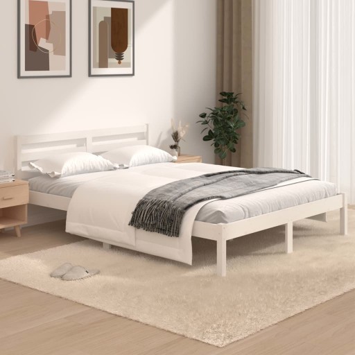 VidaXL Каркас кровати, белый, массив сосны, 120х190 см, двуспальный