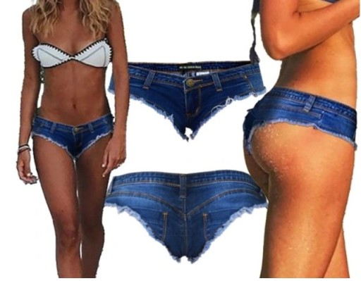 Damskie Krótkie Szorty Spodenki Jeansowe Postrzępione Sexi Odważne - S