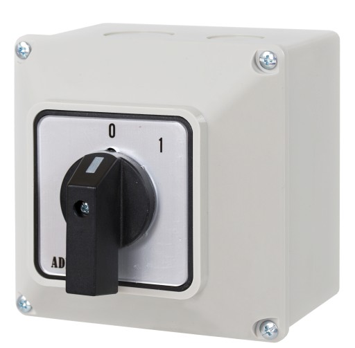 КУЛАЧКОВЫЙ ПЕРЕКЛЮЧАТЕЛЬ 32A 0-1 1F В КОРПУСЕ IP65