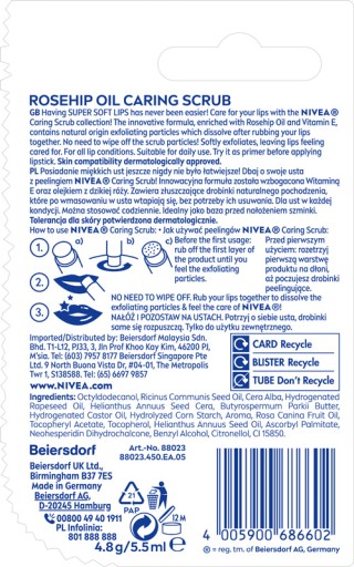 Ухаживающий скраб для губ NIVEA Wild Rose с витамином Е