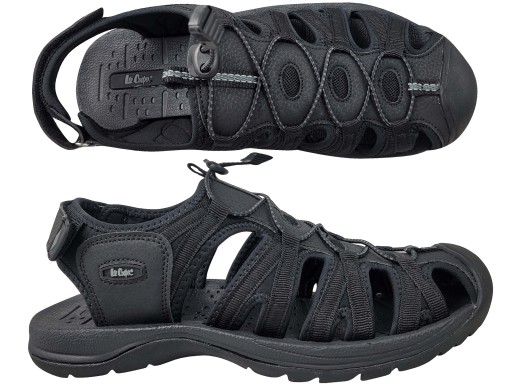LEE COOPER SANDALS BUTY MĘSKIE AŻUROWE SANDAŁY NA RZEP ŚCIĄGACZ CZARNE