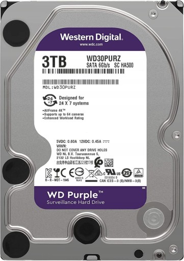 Внутренний жесткий диск WD Purple 3 ТБ WD30PURZ