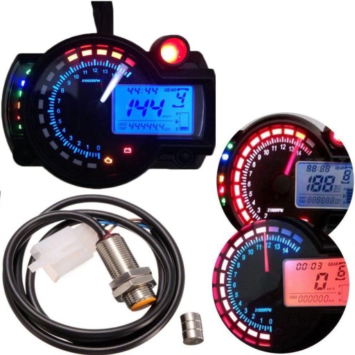 УНИВЕРСАЛЬНЫЙ ЦИФРОВОЙ МОТОЦИКЛЬНЫЙ СЧЕТЧИК QUAD LCD