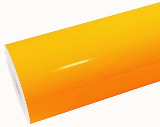 FOLIA ŻÓŁTA POŁYSK ORANGE 30m x 152cm SAMOCHODOWA SAMOPRZYLEPNA Z KLEJEM