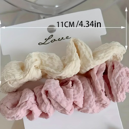 SCRUNCHIE GUMKA DO WŁOSÓW ZESTAW 2 SZT. FROTKA boho kremowa różowa ecru