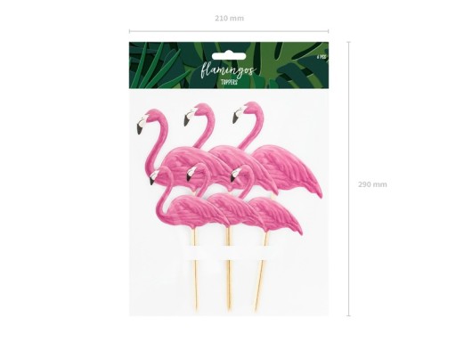 Topper na tort - Flamingi Aloha - 15-23,5 cm - 6 szt