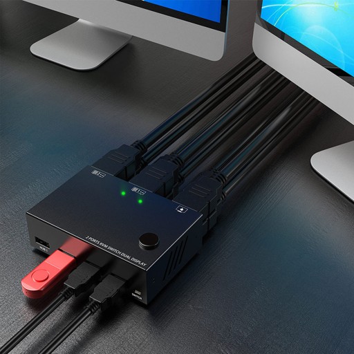 2-портовый KVM-переключатель с двумя мониторами