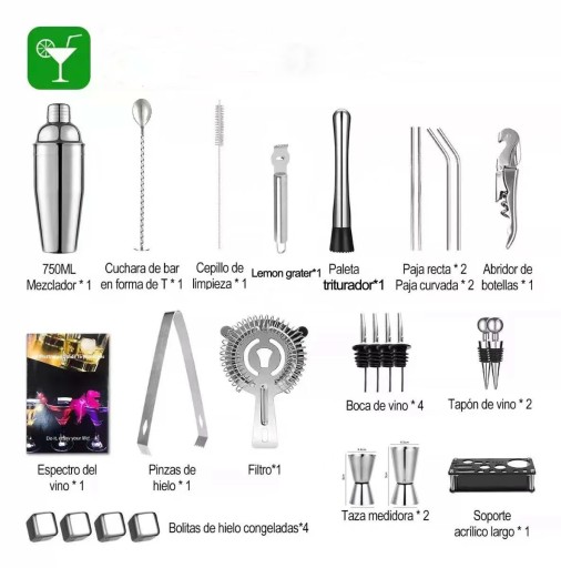 BARMAN ZESTAW DO DRINKÓW SHAKER 750ML 25 SET wszelkiego rodzaju koktajli