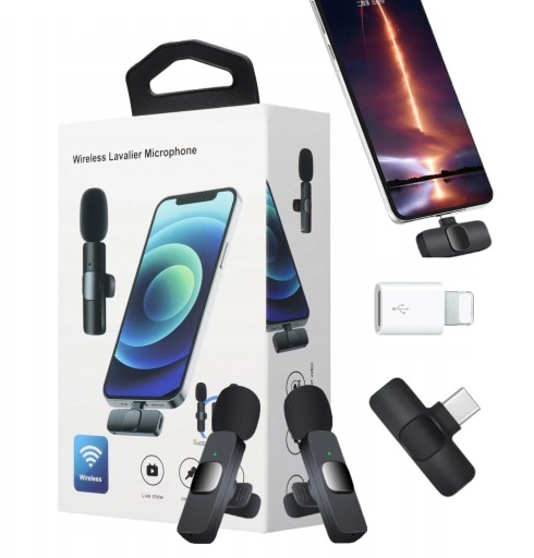 БЕСПРОВОДНОЙ СВЯЗНОЙ МИКРОФОН USB-C + АДАПТЕР ДЛЯ IPHONE 2 ШТ!!!