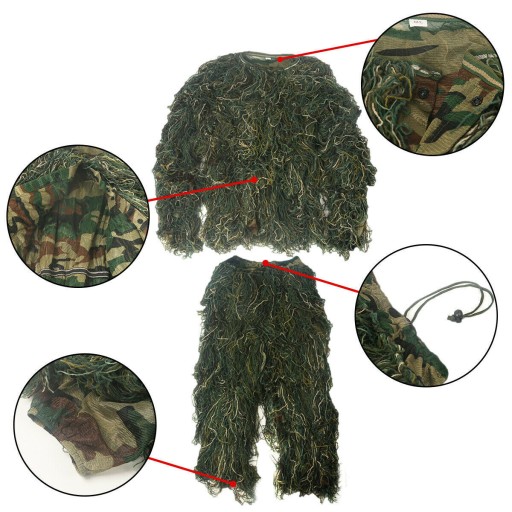 НАБОР ДЛЯ ВЫЖИВАНИЯ ОХОТНИЧЕГО КАМУФЛЯЖА КАМУФЛЯЖНЫЙ КОСТЮМ 5 В 1 GHILLIE