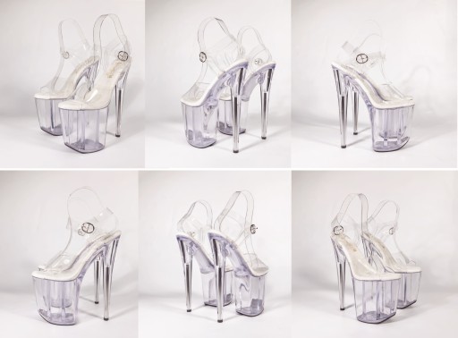 ТУФЛИ НА ПЛАТФОРМЕ ПРОЗРАЧНЫЕ СТАЛЬНЫЕ ОЧКИ 20 СМ SexyHeels размер 35