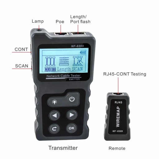 Zaawansowany Tester Kabli Sieciowych Noyafa NF-8209 Porty RJ45 Ekran LED