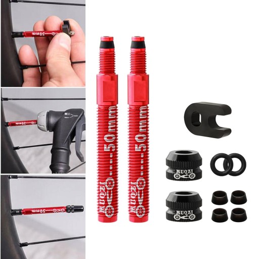 Zaprojektowany do opon bezdętkowych, aluminiowa nakrętka trzpienia, klucz rdzeniowy 2 szt. 50 mm czerwony