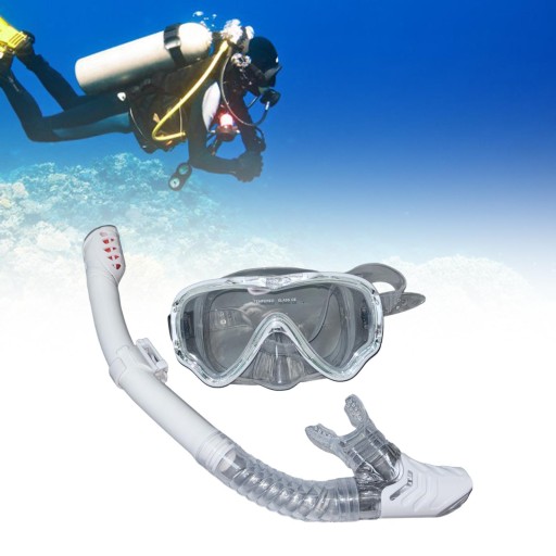 Zestaw do snorkelingu na sucho Maska do nurkowania Gogle do pływania z rurką Maska do pływania w kolorze białym
