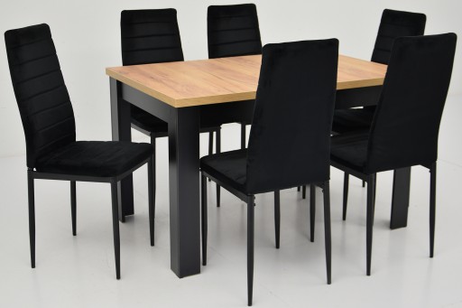 Стол кухонный 80х120/160 CRAFT 6 стульев BLACK