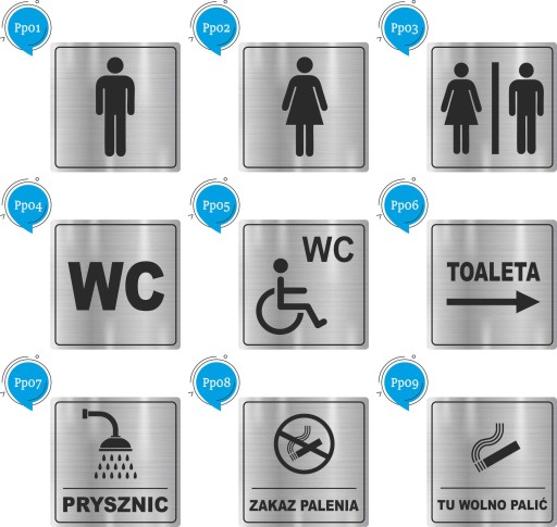 Табличка из нержавеющей стали Пиктограмма WC TOILET золото
