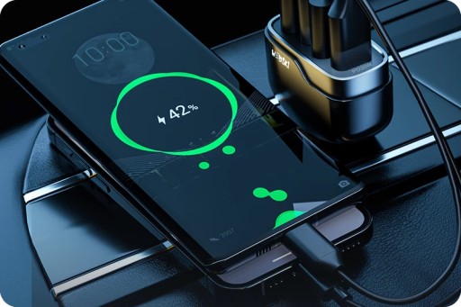 UCHWYT NA TELEFON SMARTFON NA KRATKĘ + POCZWÓRNA ŁADOWARKA USB SAMOCHODOWA