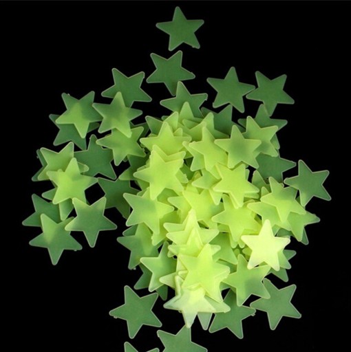 GWIAZDKI FLUORESCENCYJNE 100 SZT GWIAZDY ŚWIECĄCE