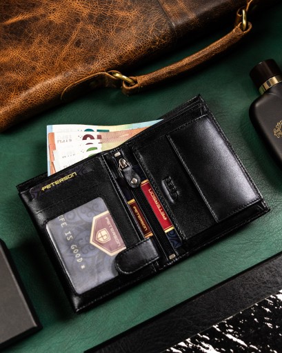 Классический мужской кожаный кошелек PETERSON с RFID-меткой