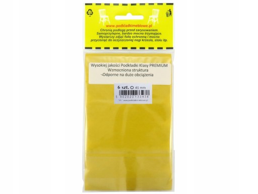 OKRĄGŁE SAMOPRZYLEPNE PODKŁADKI FILC POD KRZESŁO MEBLE STÓŁ ŚR 45MM 6X