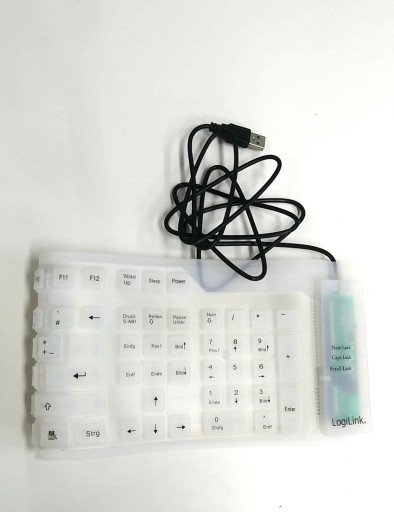 Гибкая водонепроницаемая проводная клавиатура USB+PS/2, белая LogiLink