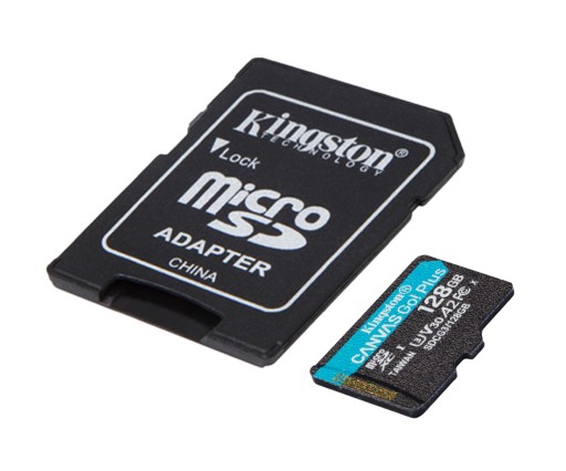 Kingston microSDXC Canvas Go! Плюс карта 128 ГБ 170R A2 U3 V30 + адаптер